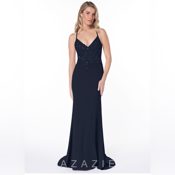 Azazie Adaly, Navy Blue dress - Picture 1 of 6